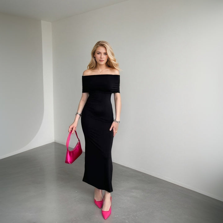 Robe maxi pour femmes avec une coupe hors-épaule et une fente élégante Levoire
