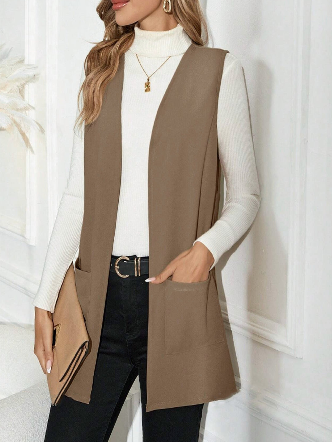 Gilet long réversible pour femmes avec poches Levoire