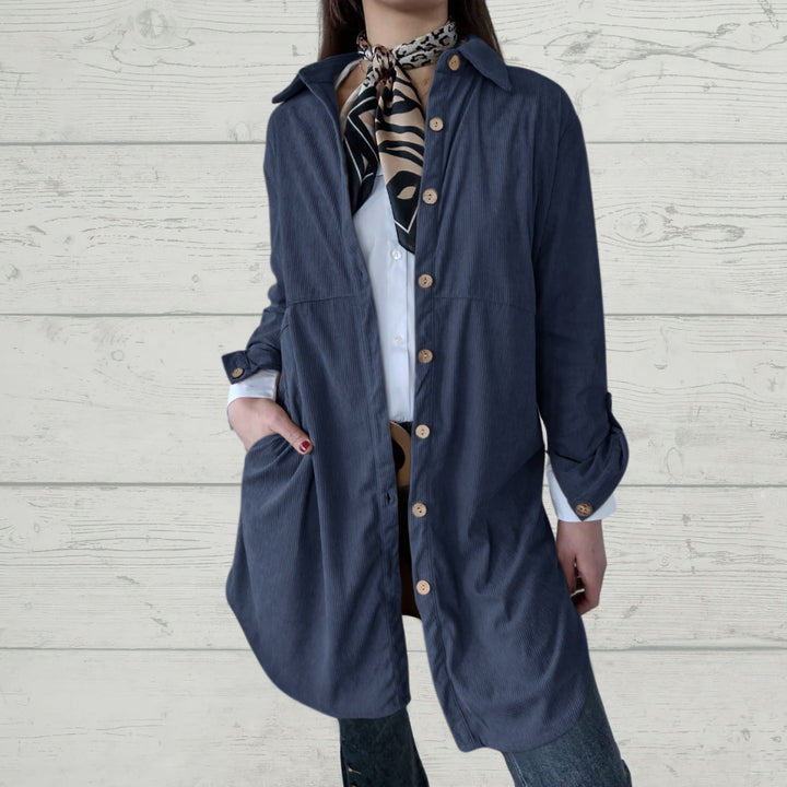 Chemise veste à manches longues pour femmes avec design en cordon texturé et poches pratiques Levoire