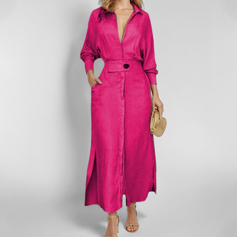 Robe maxi femme avec un élégant décolleté en V et ceinture Levoire