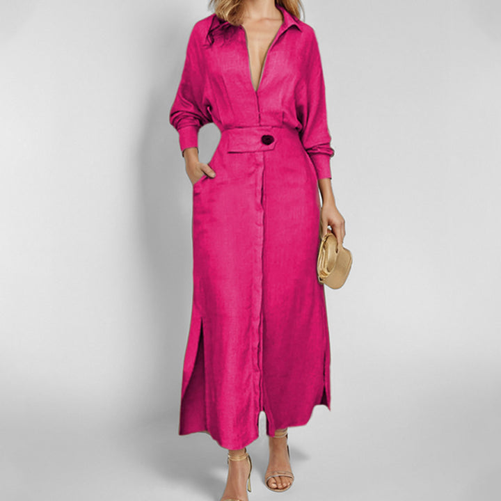 Robe maxi femme avec un élégant décolleté en V et ceinture Levoire