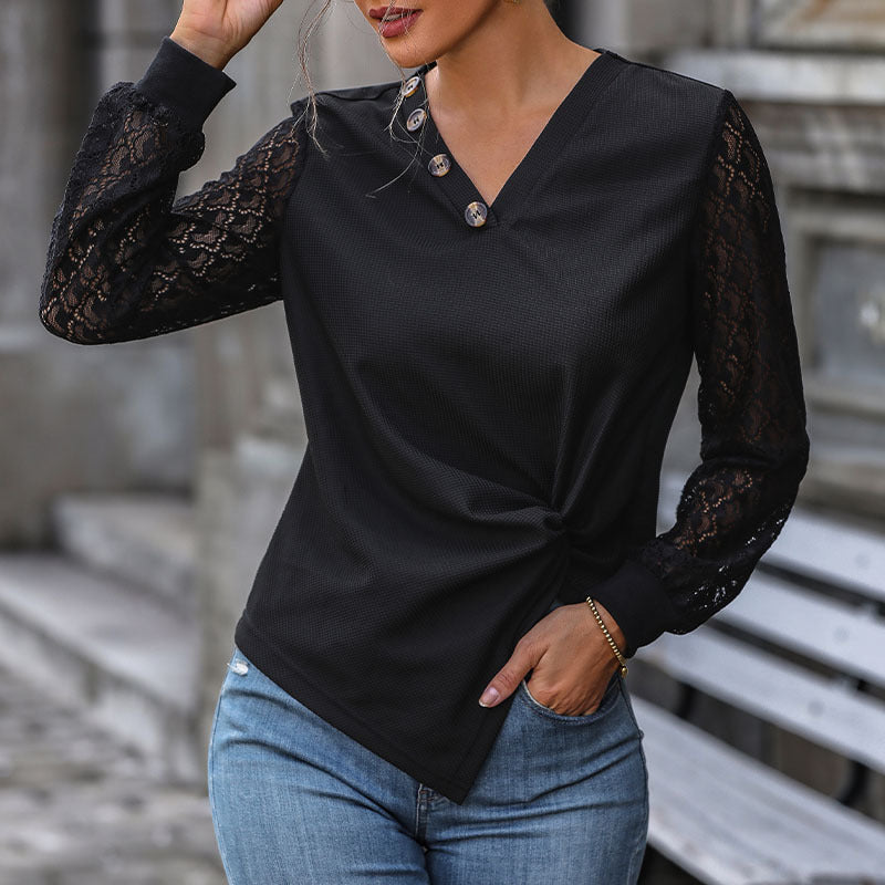 Top femme avec détails en dentelle et boutons Levoire