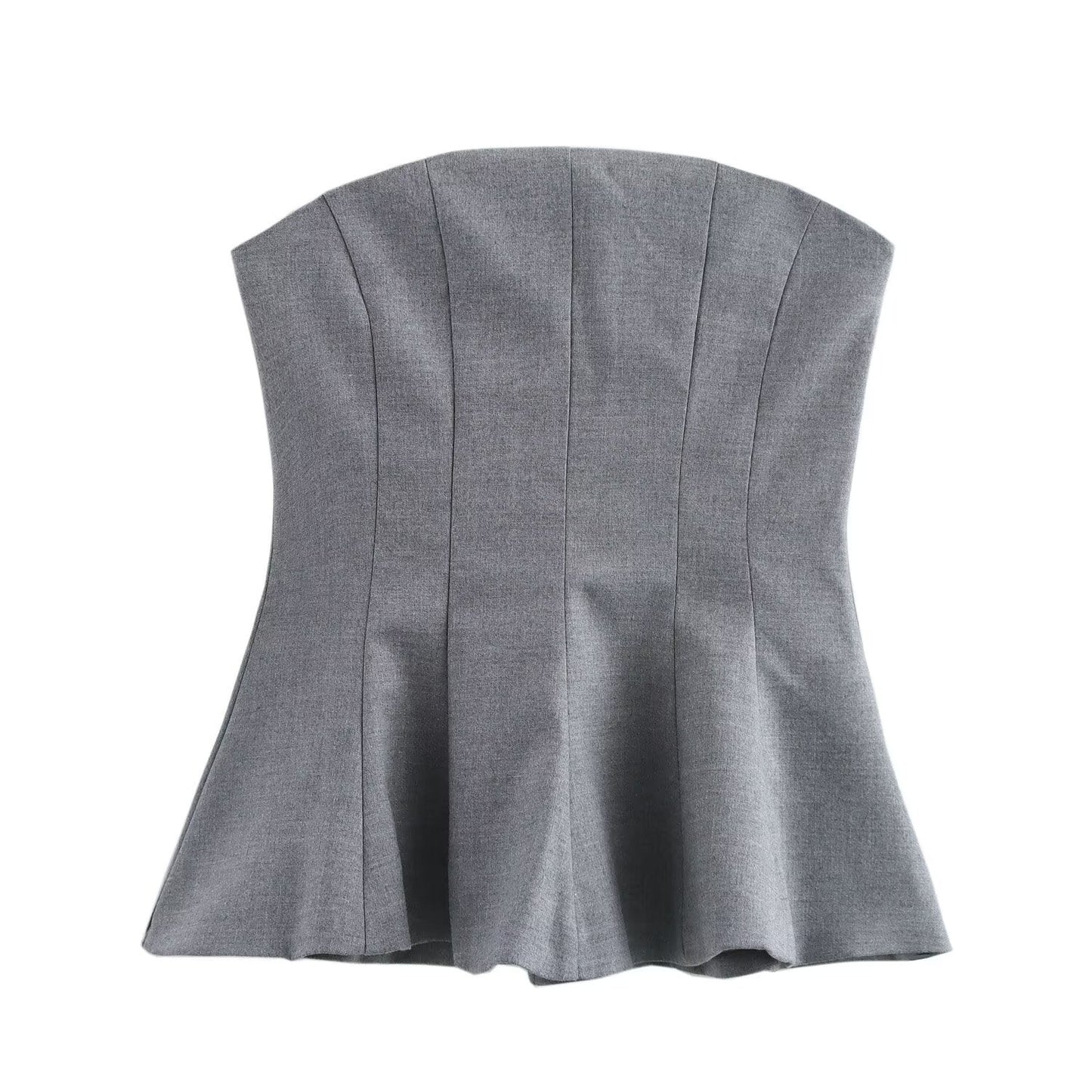 Levoire | Ensemble de Top Tube Polyvalent Sans Bretelles Jupe Mini Gris