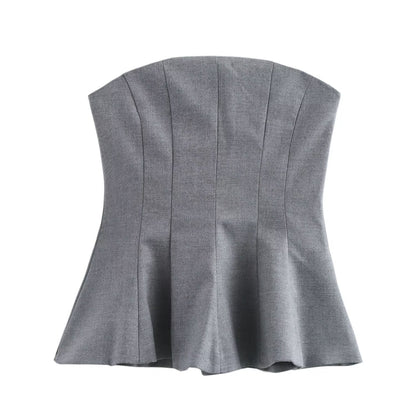 Levoire | Ensemble de Top Tube Polyvalent Sans Bretelles Jupe Mini Gris