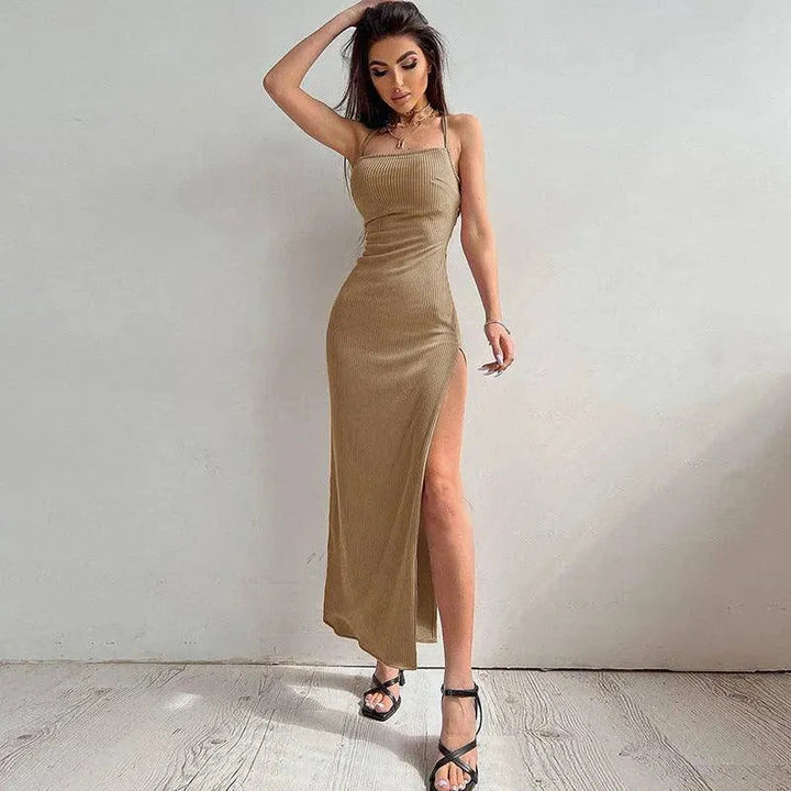 Levoire | Robe Enganched pour femmes sans dos Khaki