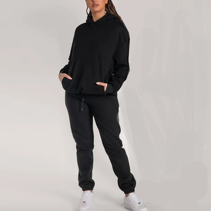 Ensemble de sweat à capuche décontracté pour femmes avec poches pratiques et taille élastique Levoire