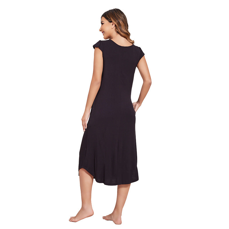 Levoire | Robe de nuit à volants d'été Modal à manches courtes en dentelle
