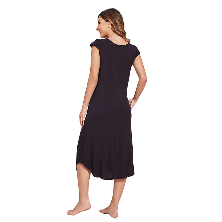 Levoire | Robe de nuit à volants d'été Modal à manches courtes en dentelle