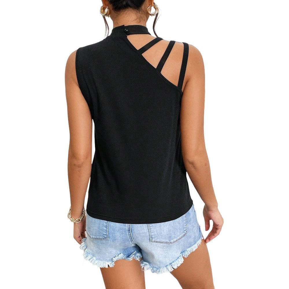 Crop top femme avec un design halter à la mode et décolleté Levoire