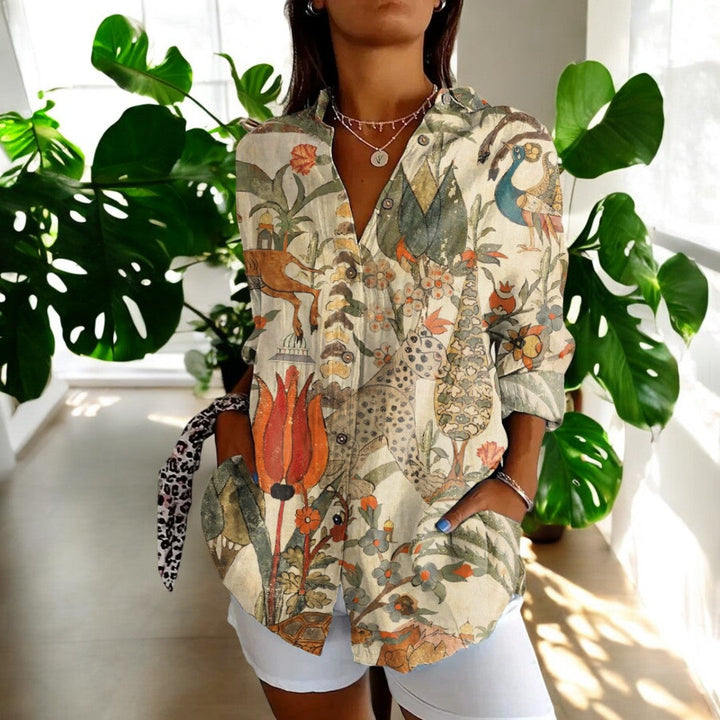 Levoire | Blouse Vive Avec Des Boutons Floraux Pour Femmes Bohémien