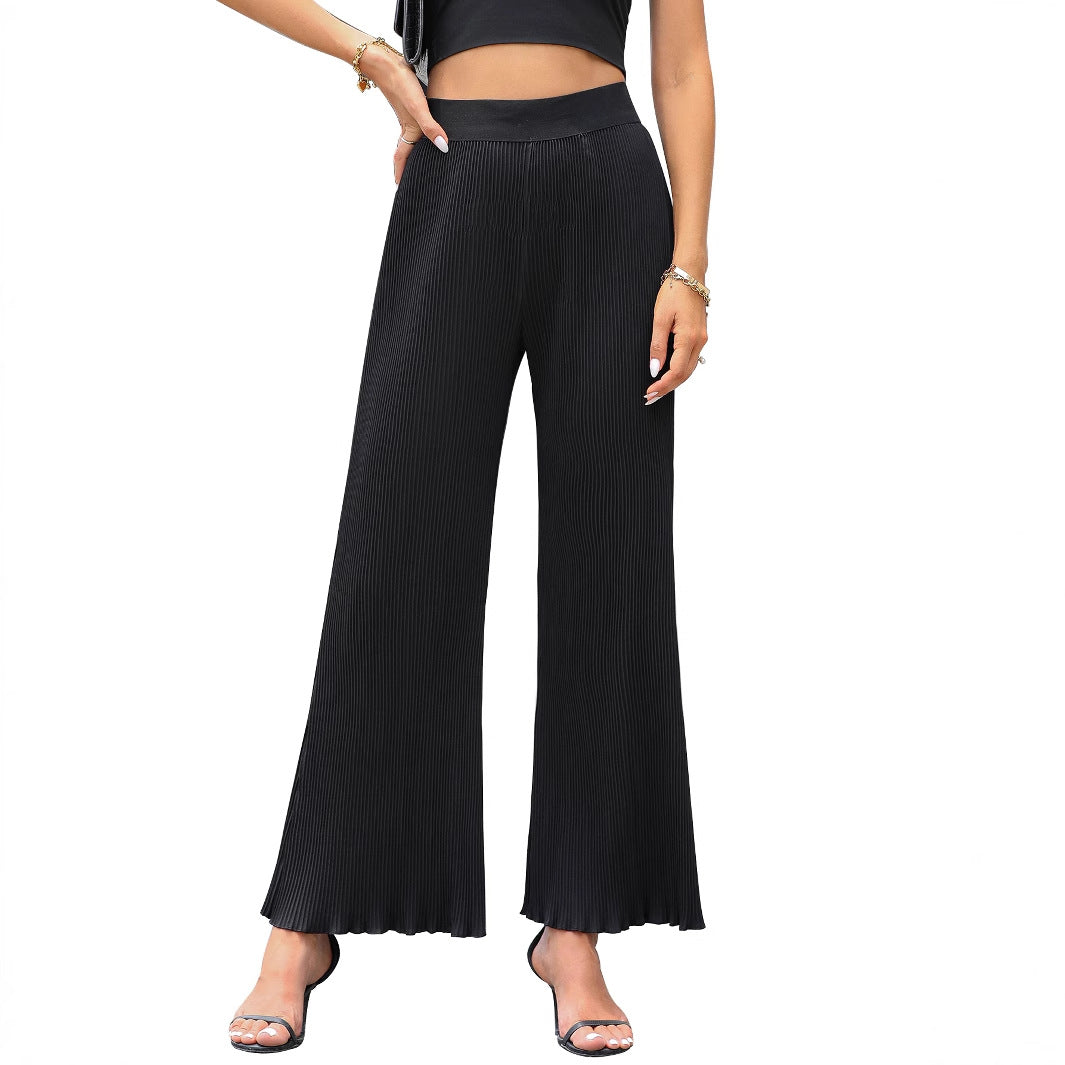 Pantalons plissés décontractés pour femmes avec une taille élastique et une coupe large Levoire