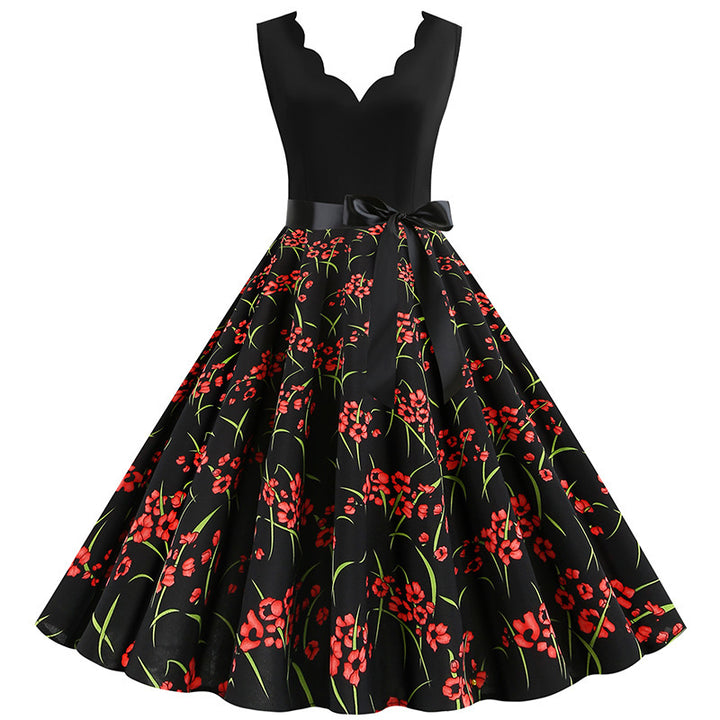 Robe évasée pour femmes avec motif floral et élégant peplum Levoire