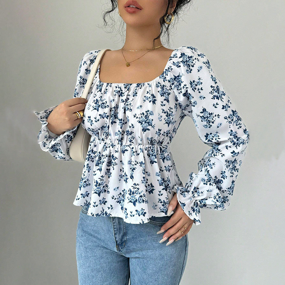 Blouse femme avec design floral et manches volumineuses Levoire