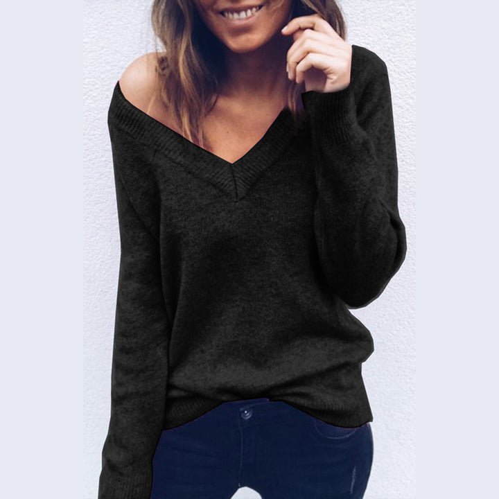 Pull femme avec col en V et coupe décontractée Levoire