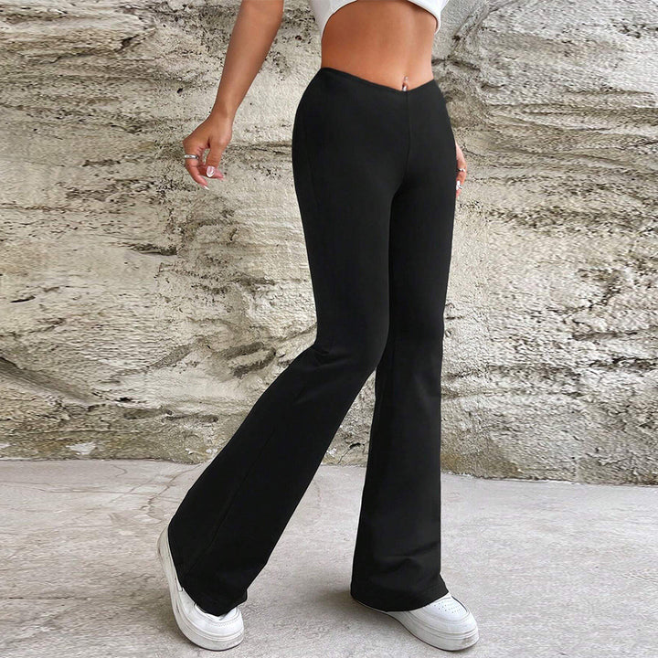 Pantalon Évasé Femme avec Taille Haute et Matériau Élastique Levoire