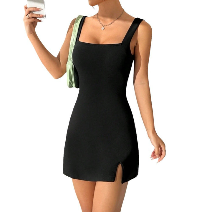 Robe mini femme avec décolleté carré et fente latérale Levoire
