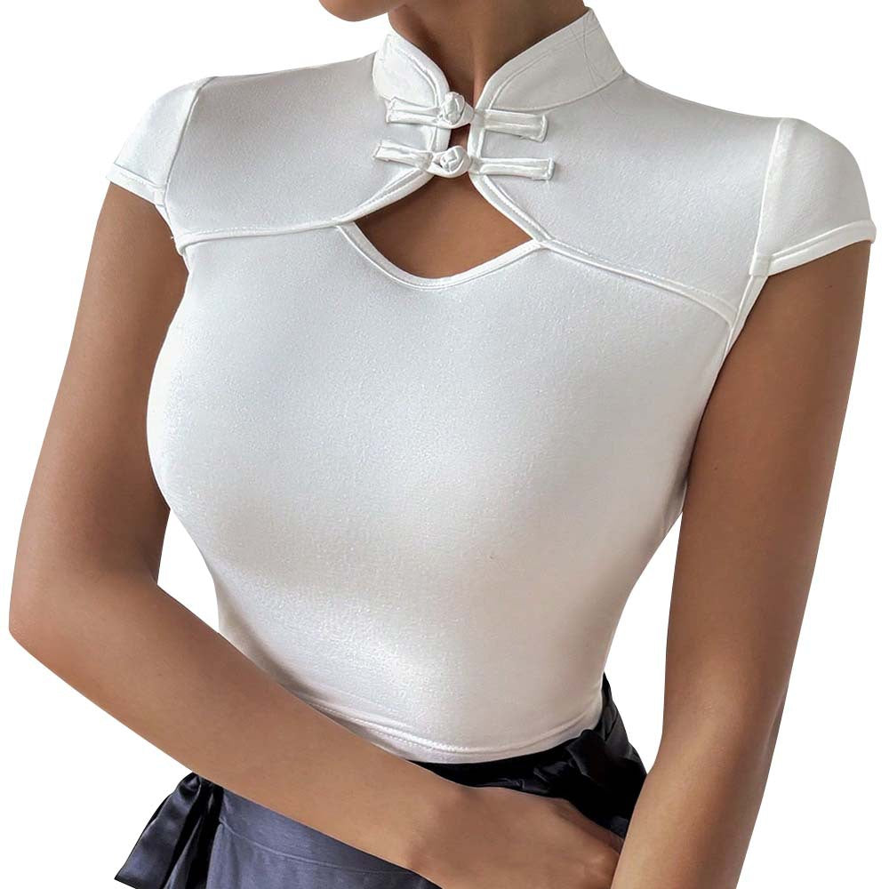 Body ajusté pour femme avec col montant élégant et boutons décoratifs Levoire