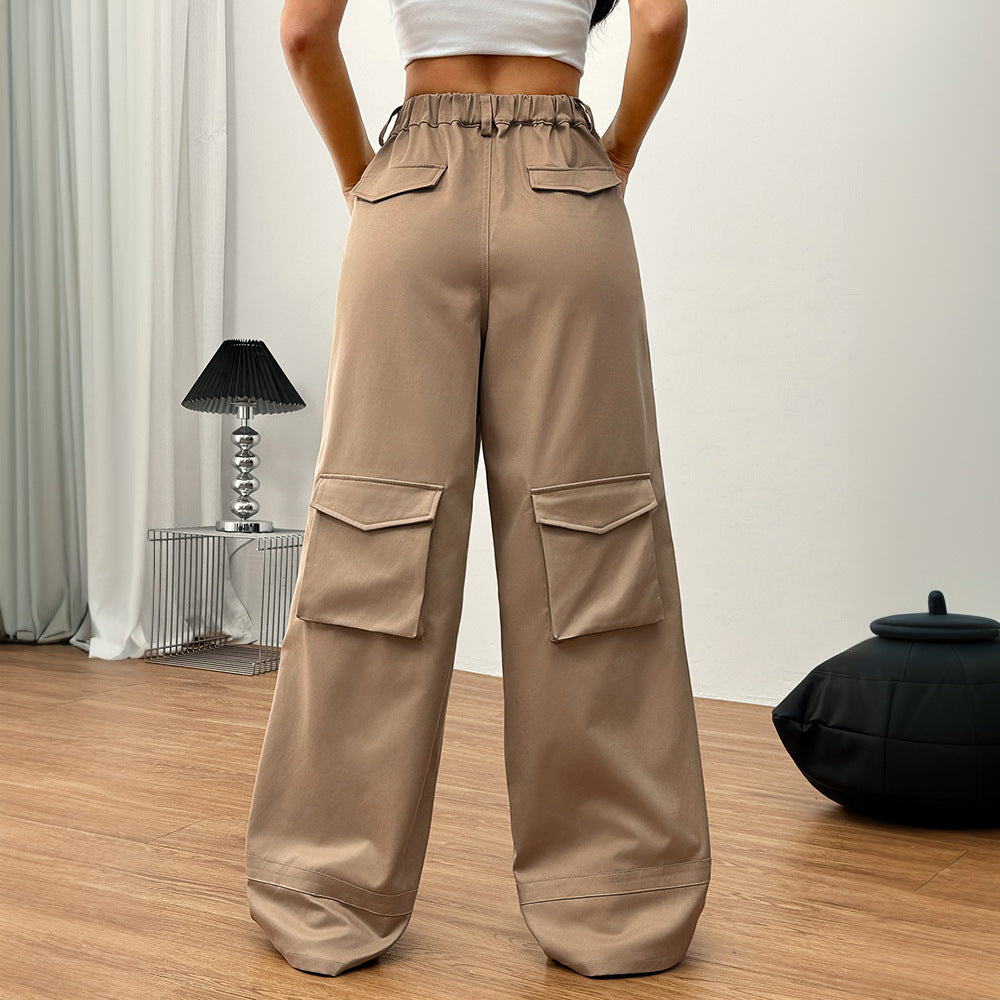 Pantalons cargo larges pour femmes avec poches pratiques et taille élastique Levoire