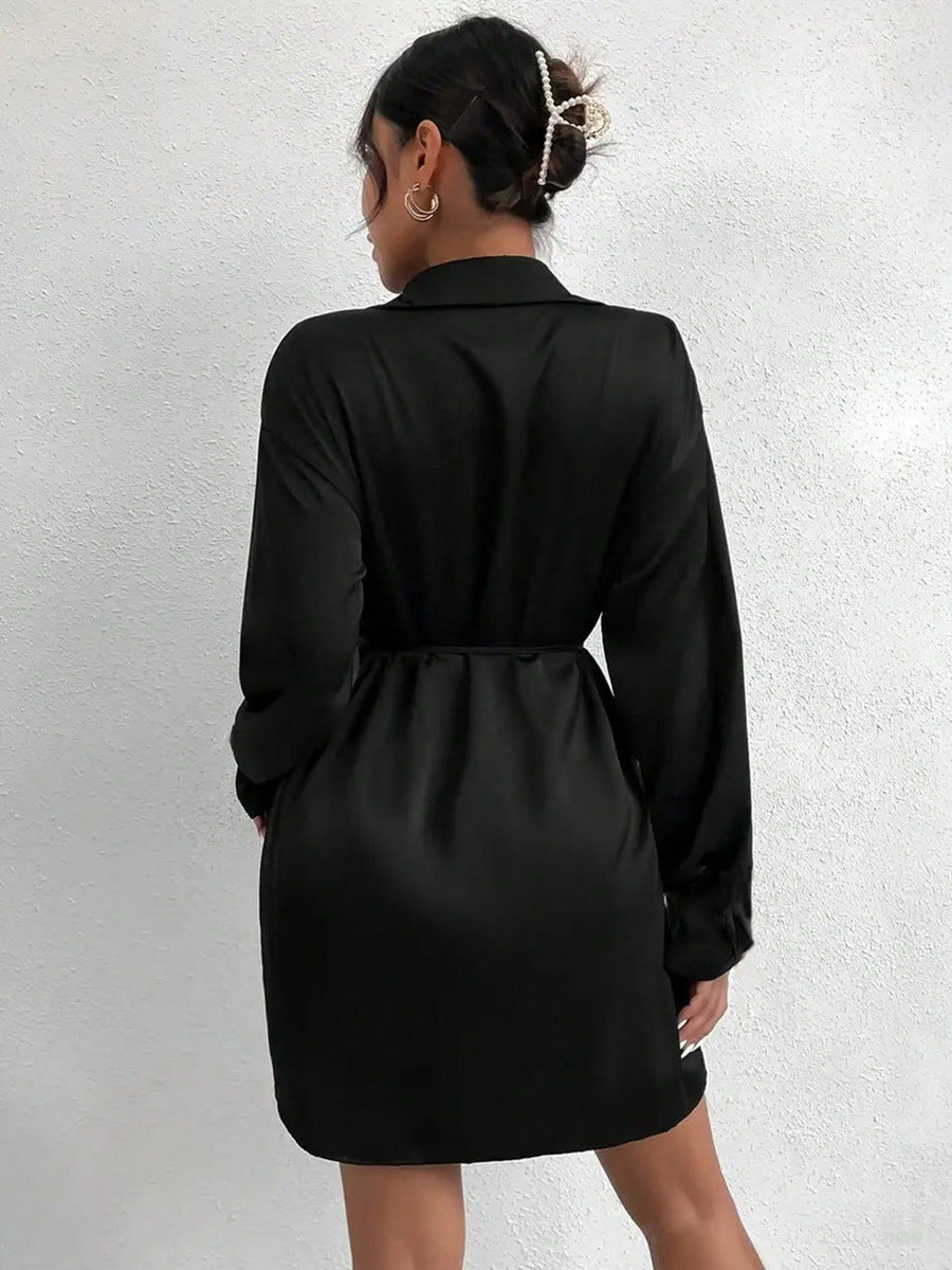 Levoire | Robe Mini Satin À Manches Longues Pour Femmes