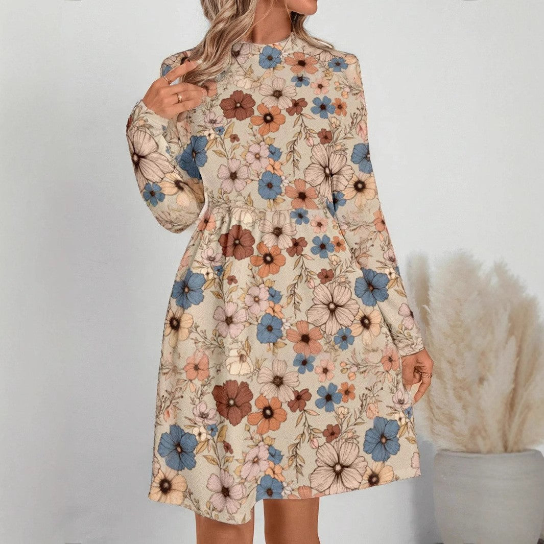 Levoire | Robe à manches longues à bordure florale élégante