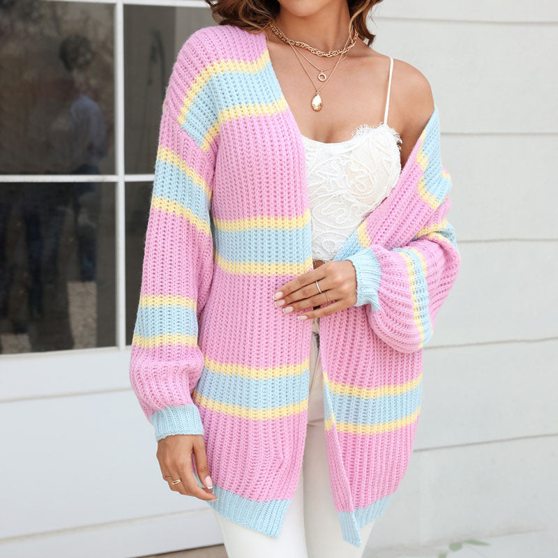 Levoire | Gilet Femmes Rayé Coloré Long
