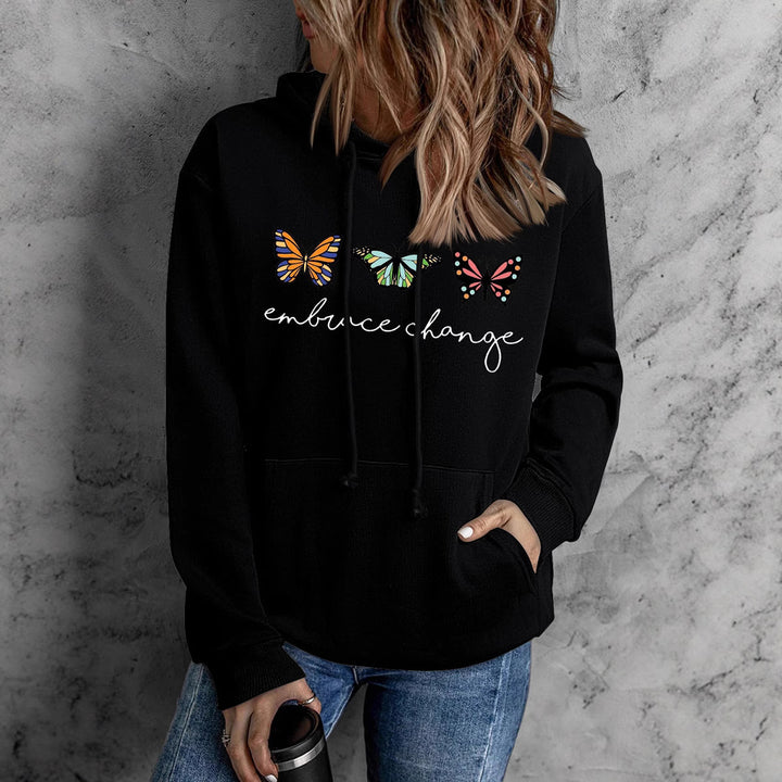 Sweat à capuche pour femmes avec motif de papillon inspirant et message motivant Levoire