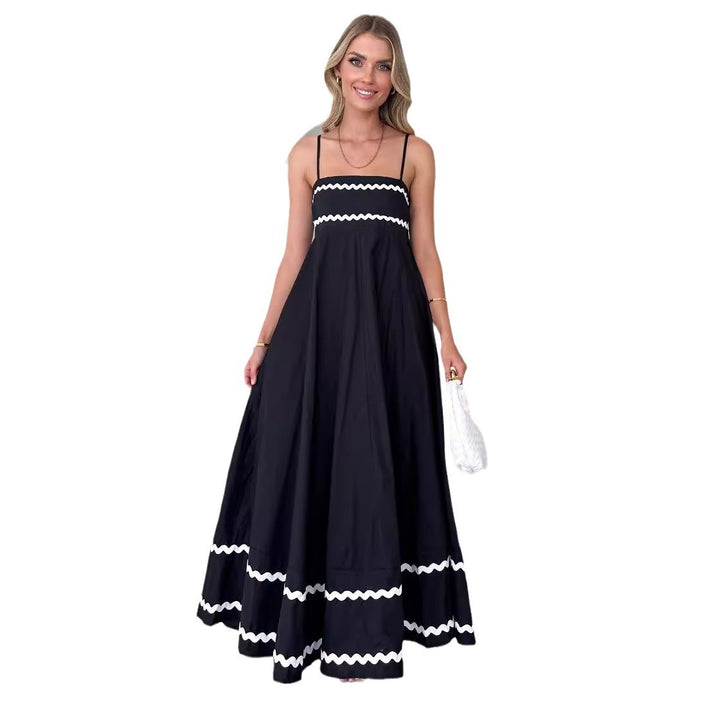 Robe maxi d'été pour femmes en coupe A-line élégante avec des ornements décoratifs sophistiqués Levoire