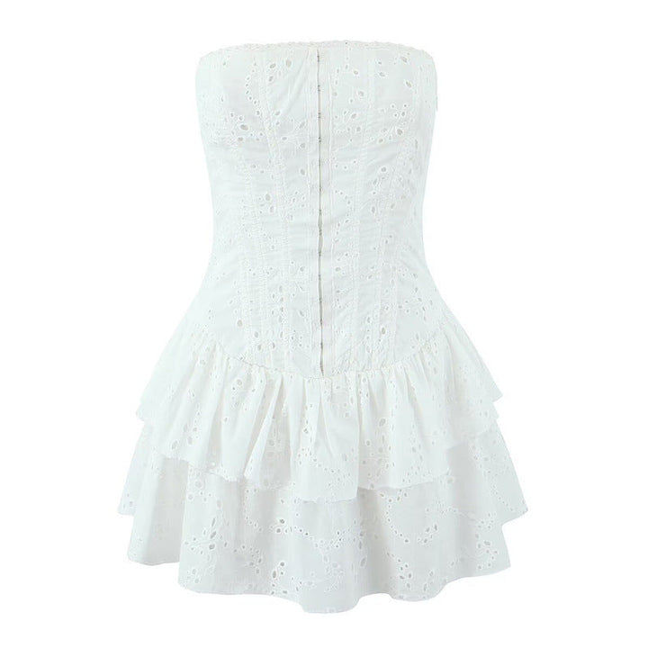 Levoire | Robe Minimale Sans Bretelles Étirée au Dos Brodée