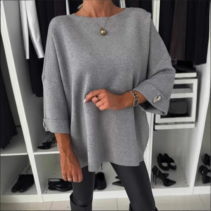 Pull en tricot décontracté pour femmes avec des détails de boutons à la mode Levoire