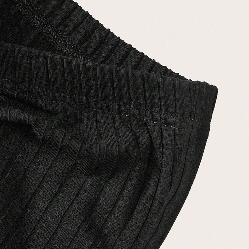 Pantalon à panneaux côtelés pour femmes avec taille haute et cordon de serrage latéral Levoire