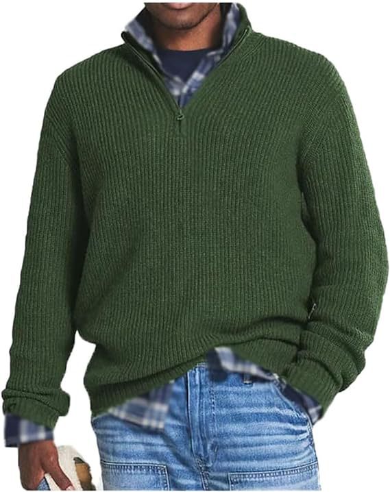 Levoire | Pull Zippé Vert armée