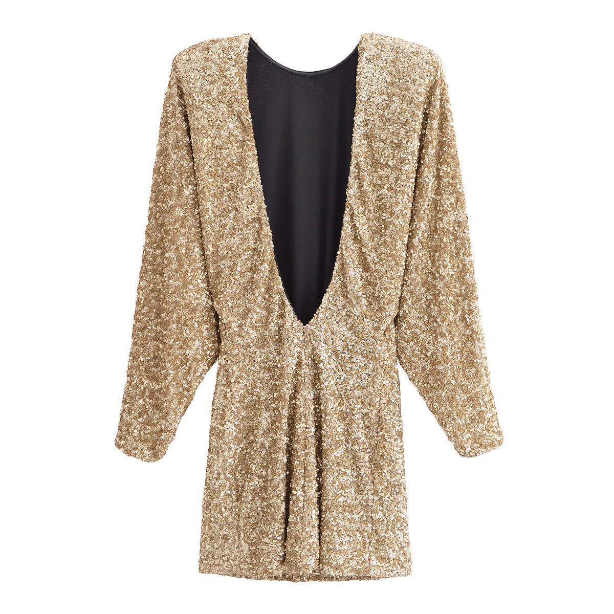 Levoire | Brillant Robe à Manches Longues à Col Rond en Paillettes