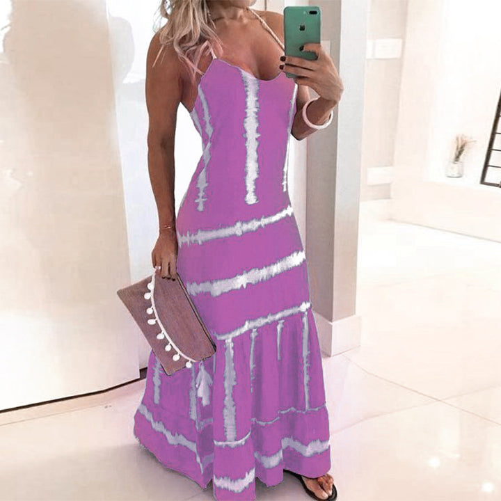 Robe maxi à bretelles spaghetti pour femmes avec détails de florescence Levoire