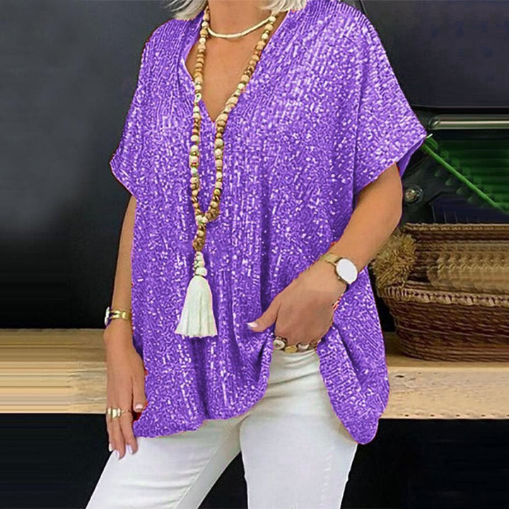Levoire | Rento pull-over sequins col V T-shirt Violet