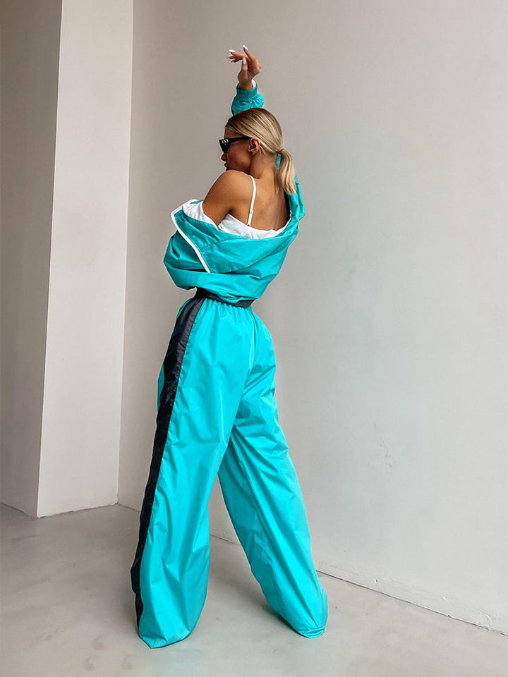 Levoire | Trendik Contraste Veste Tricot Chemise Pantalon Survêtement Näe-Bleu