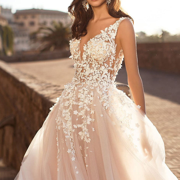 Levoire | Élégant robe de mariée broderie longue jupe