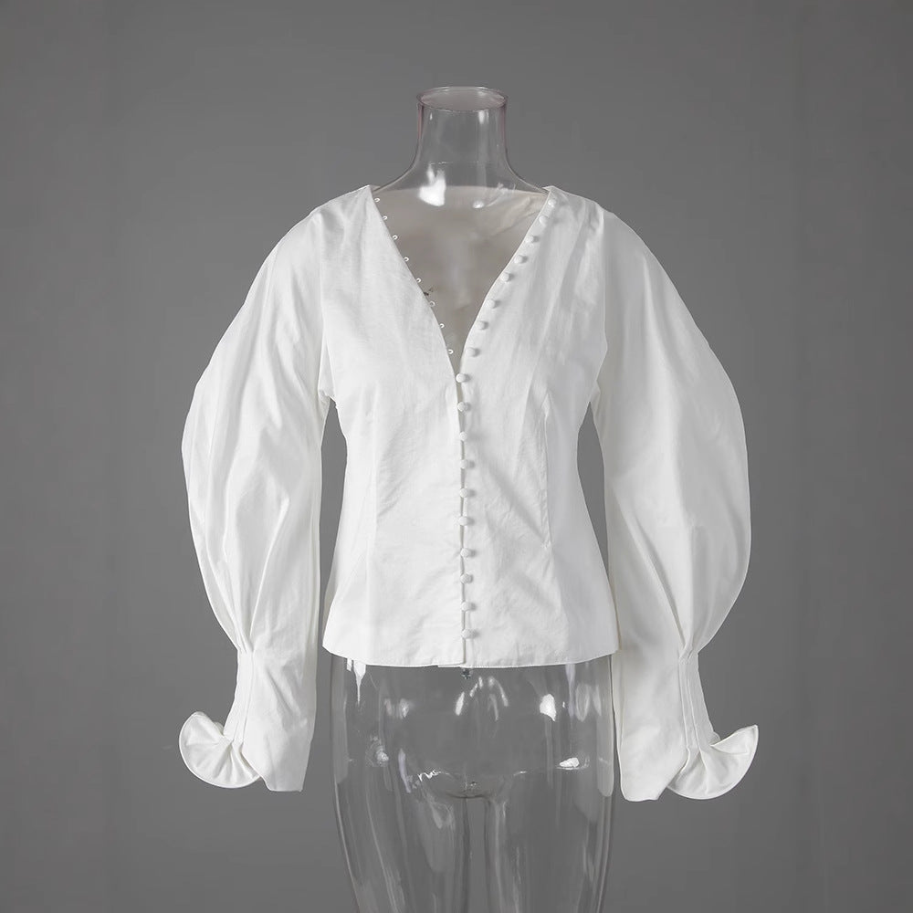 Levoire | Femme Élégante Blouse À Manches Longues Blanche Pour Femmes