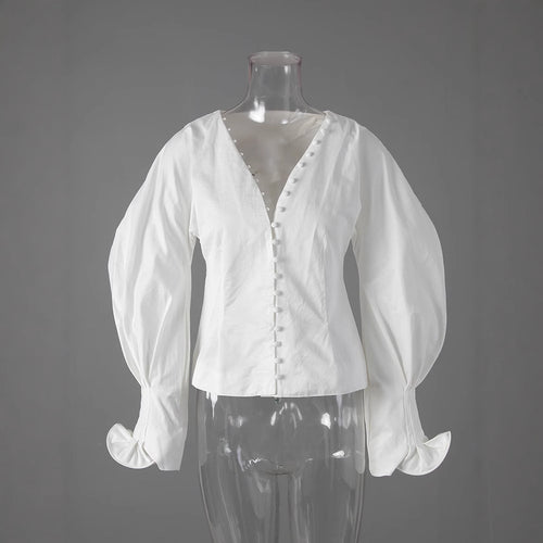 Levoire | Femme Élégante Blouse À Manches Longues Blanche Pour Femmes