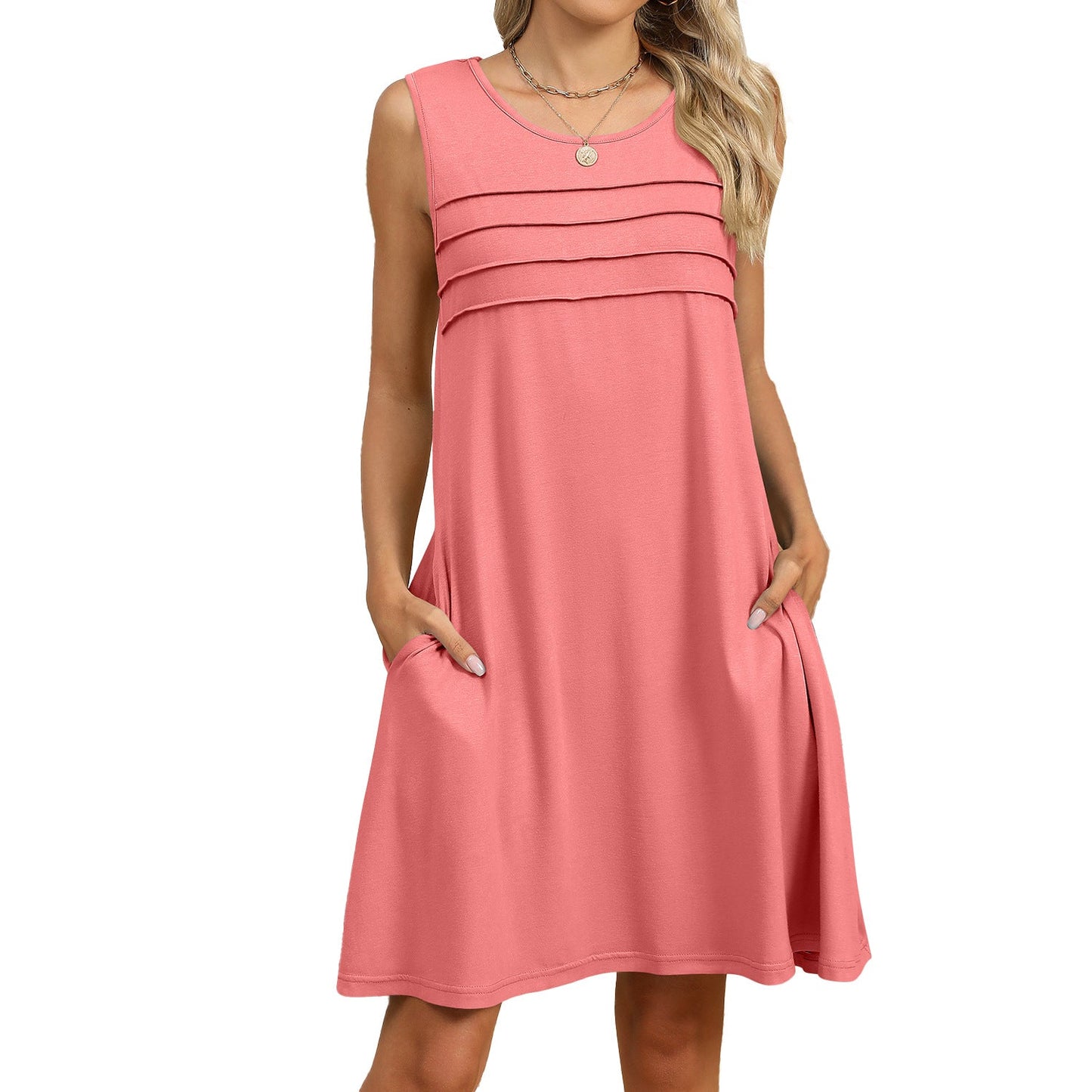 Levoire | Robe décontractée confortable avec détails de poche Rosa