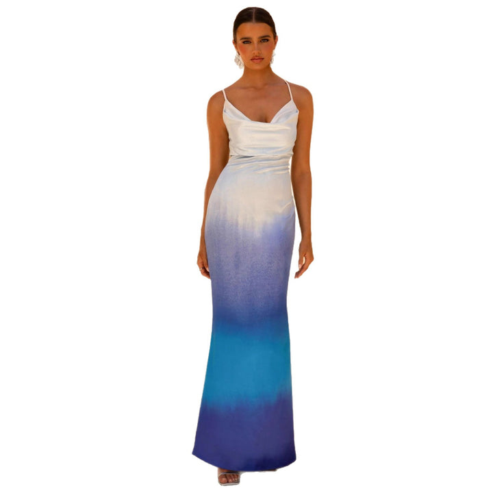 Robe Maxi Élégante pour Femmes avec Tissu Fluide et Décolleté en V Profond Levoire