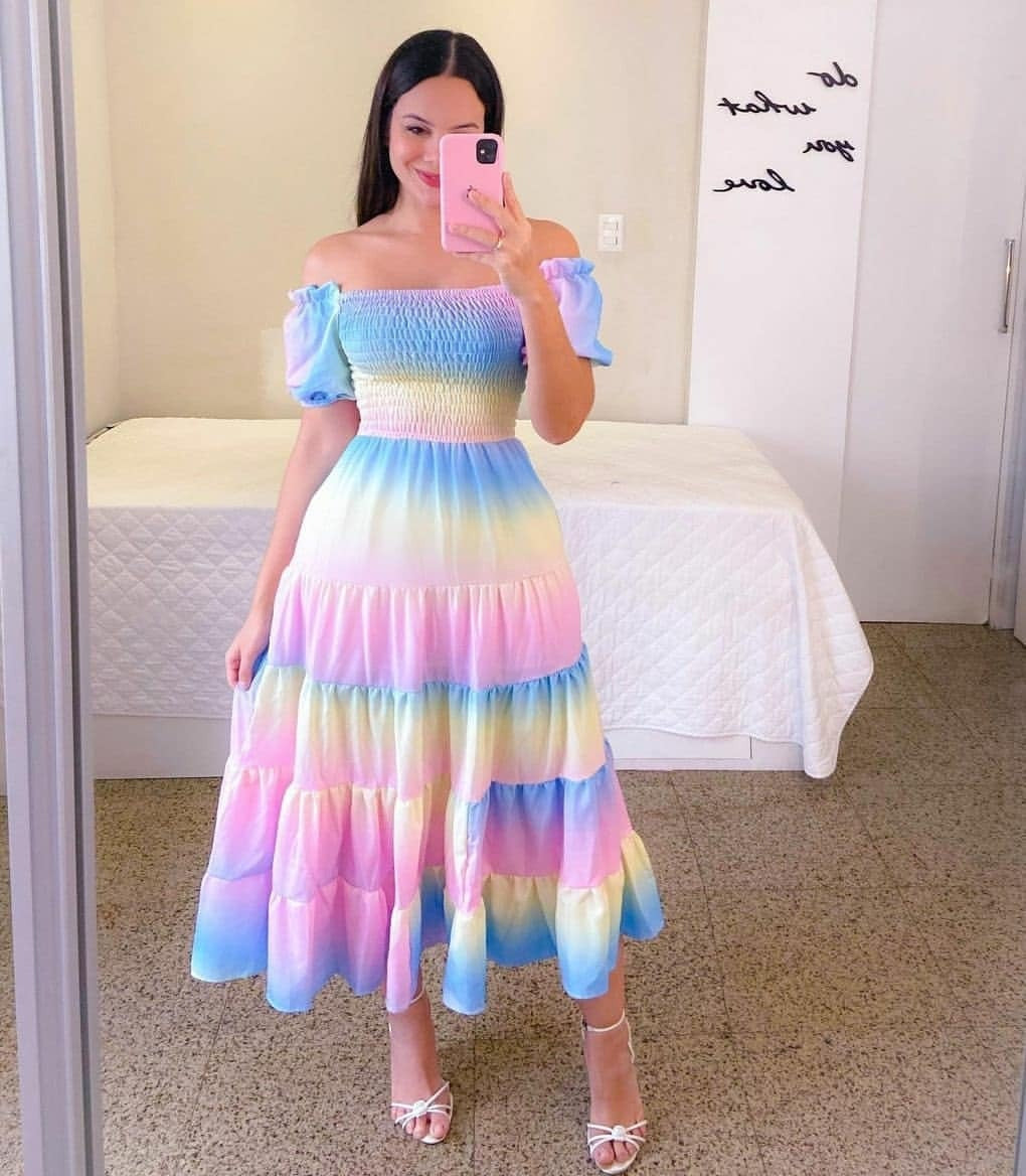 Levoire | Élégant Robe Jupe Grande À Une Épaule Couleur dégradée