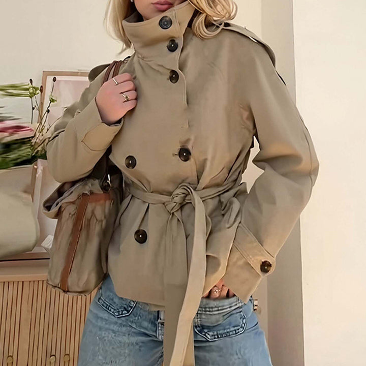 Manteau long élégant pour femmes avec col montant et ceinture ajustable Levoire