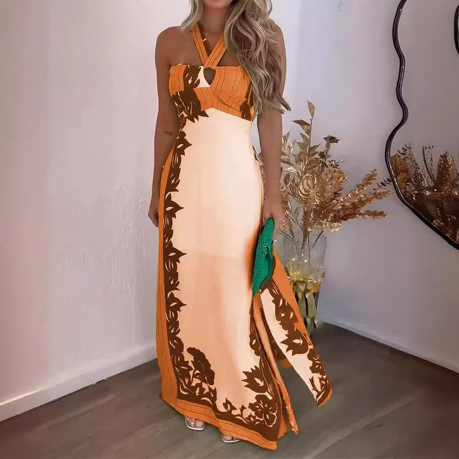 Levoire | Robe de plage longue imprimée relaxante Orange