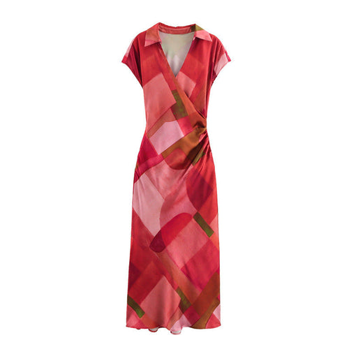 Levoire | Robe midi en satin imprimée de manière vivante