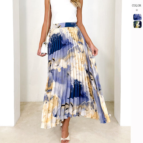 Jupe plissée pour femmes avec motif floral et taille élastique Levoire