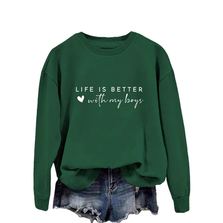 Pull femme confortable à col rond avec impression inspirante Levoire