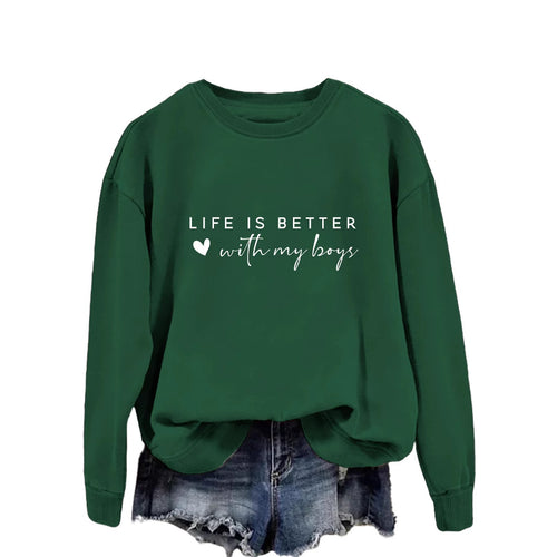 Pull femme confortable à col rond avec impression inspirante Levoire