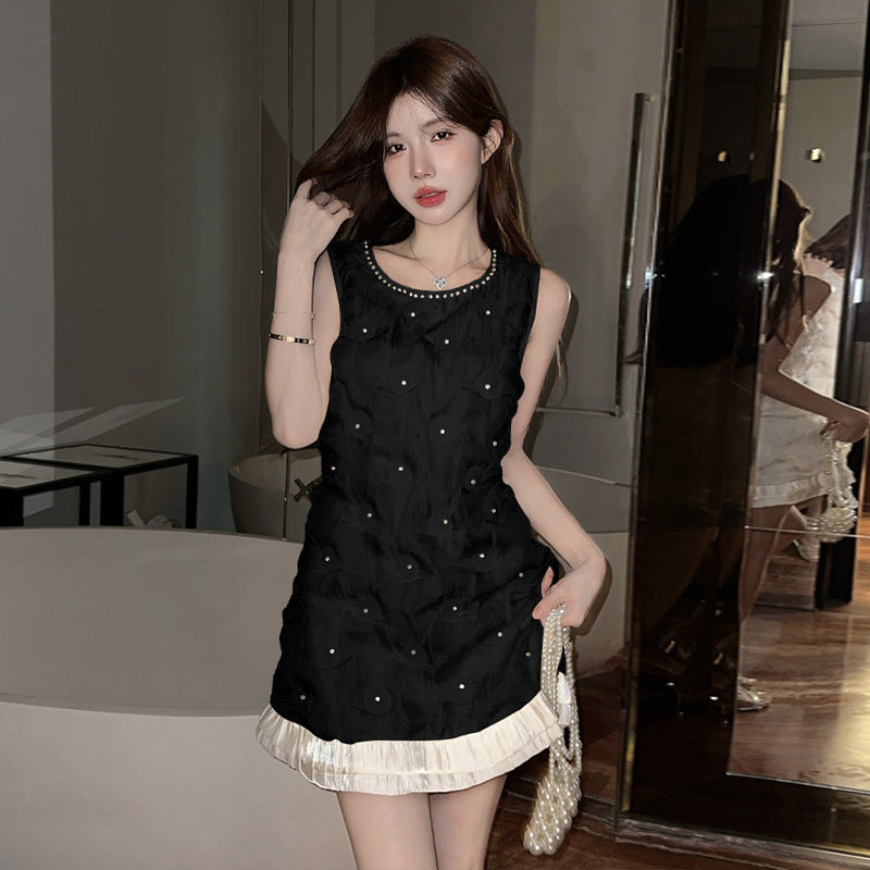 Levoire | Clous-Robe Chanel Col Ronde-Pliée-Ouest-Robe Noir