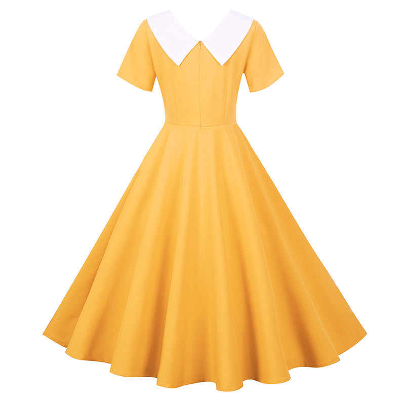 Robe Swing rétro pour femmes avec col élégant et jupe évasée Levoire