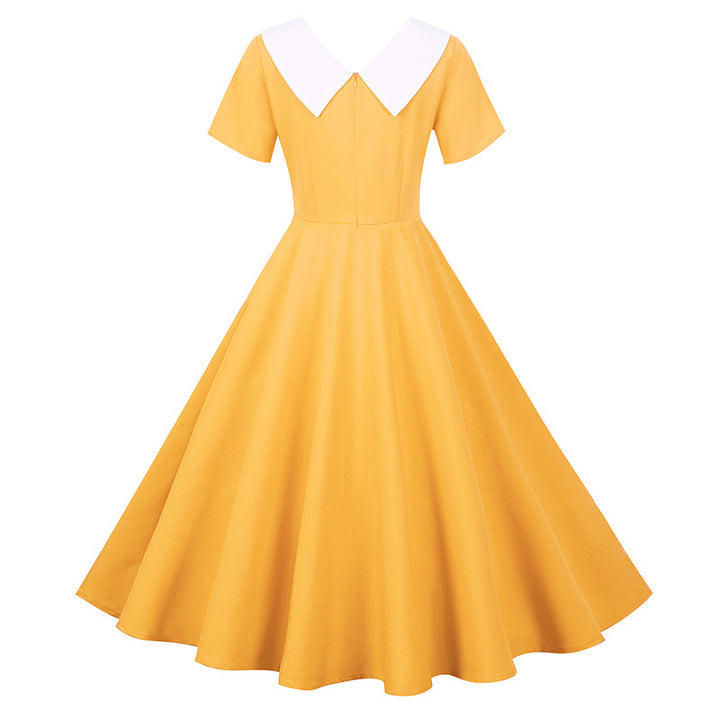 Robe Swing rétro pour femmes avec col élégant et jupe évasée Levoire